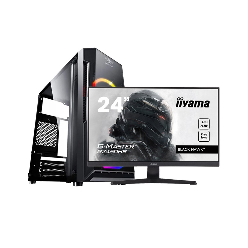 PC BUREAU GAMING RYZEN 5 3600 8GB 3200MHZ PNY GTX 1650 240 SSD + ECRAN IIYAMA 23.8" 75HZ