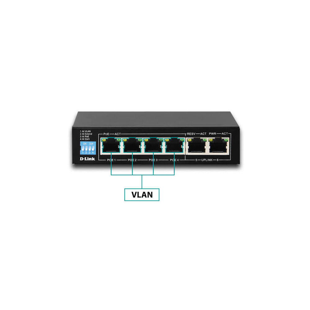 Switch D-link POE  6 Ports - 4x Ports 10/100 Mbps 250 m
